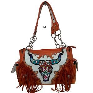 Cowgirl Trendy Fringe Concealed Carry Purse Western With Rhinestones